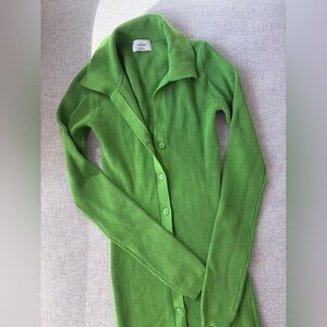 Wilfred Vibrant Green Button-Up Sweater